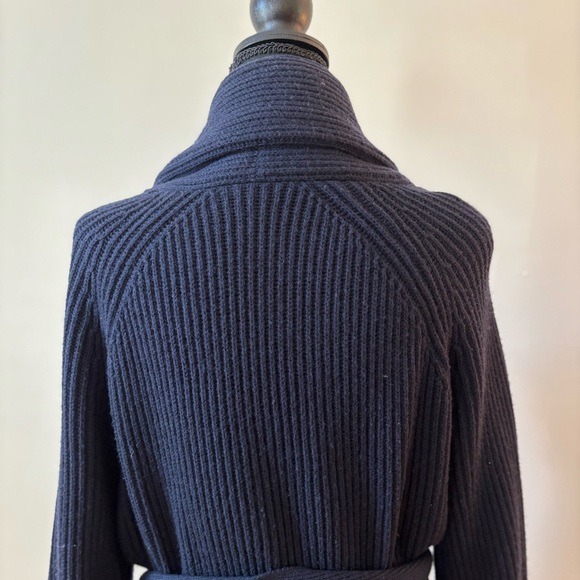 Tory Burch Navy Blue Wool Cashmere Wrap Sweater Rolled Neck Women's size Medium - Picture 5 of 8